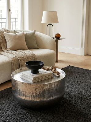 Sofatisch ANIENE Aluminium rund Hammerschlag orientalisch 60x60x35 cm