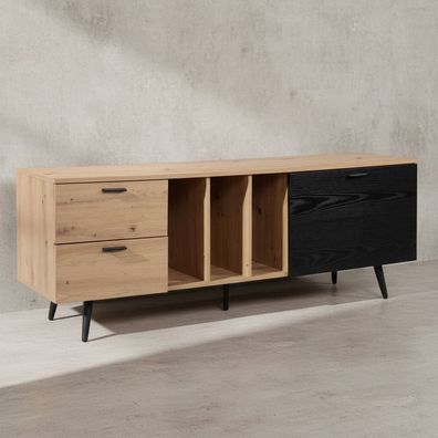 TV-Lowboard Eiche-Dekor mit Tür und 2 Schubladen 150x40x55 cm