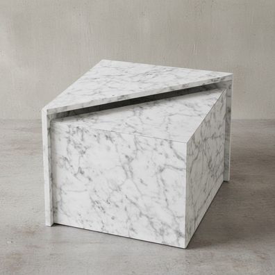 Couchtisch-Set MDF Marmoroptik Hochglanz eckig ineinanderschiebbar 50x50x42 cm