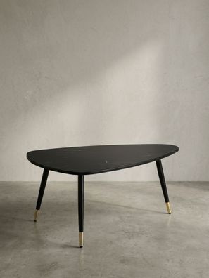 Couchtisch Marmoroptik Metallgestell Dreibein rechteckig 90x60 cm