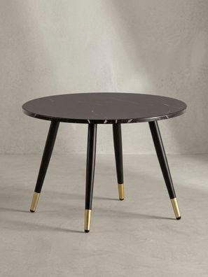 Couchtisch MDF Marmoroptik goldfarbene Metallbeine rund 60x60x41 cm