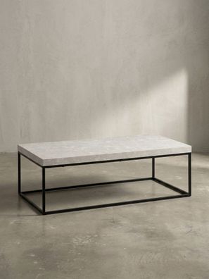 Couchtisch MDF Stein-Optik mit Metallbeinen rechteckig 120x60x38 cm