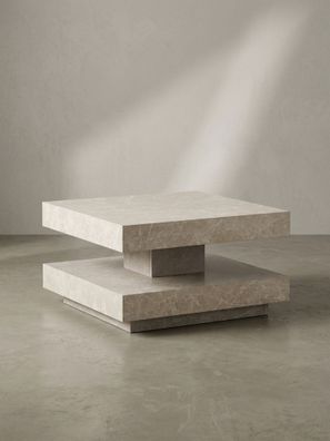 Couchtisch Steinoptik Stauraum quadratisch modern 60x60x34 cm