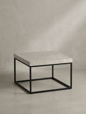 Couchtisch MDF Steinoptik schwarzes Metallgestell quadratisch 60x60x38 cm