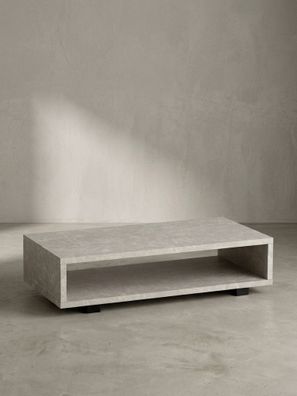 Couchtisch in Stein-Optik mit offener Ablage, rechteckig 100x50x25 cm