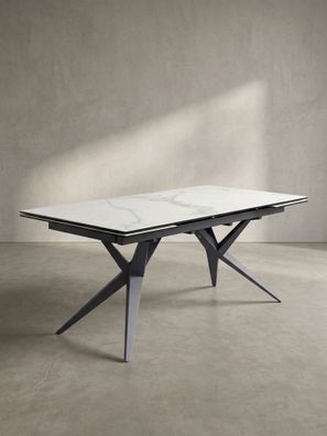Esstisch Keramik Glas ausziehbar Metallgestell 180-260 cm