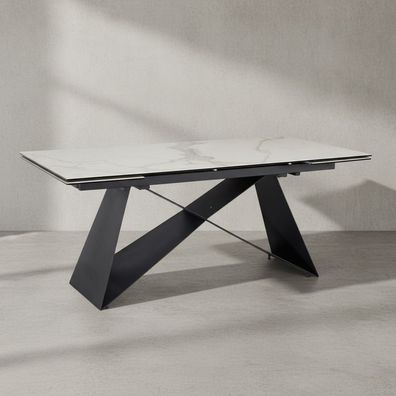 Esszimmertisch Keramik Glas Metallbeine ausziehbar Marmoroptik 180-260 cm