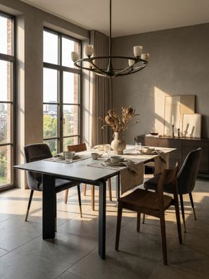 Esszimmertisch MALTA Keramik-Glas Metallbeine Marmoroptik ausziehbar 180-240 cm
