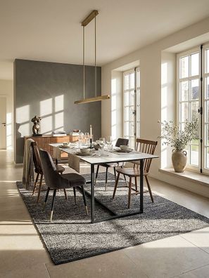 Esszimmertisch ARCTIC Keramik-Glas Metallbeine rechteckig Marmoroptik 180x90 cm