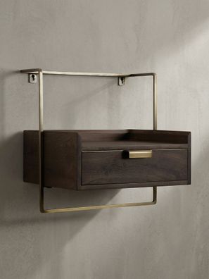 Nachttisch Mango Massivholz Wandmontage Schublade schwebend 44x45x35 cm