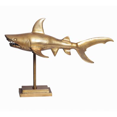Dekofigur Hai Aluminium maritim mit Sockel 70x27x49 cm