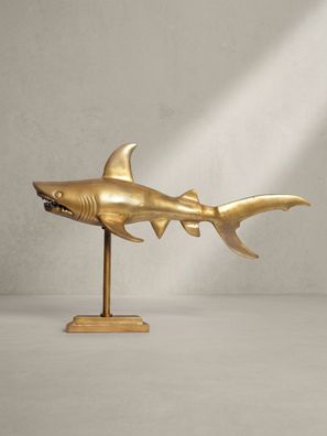 Dekofigur Hai Aluminium maritim mit Sockel 70x27x49 cm