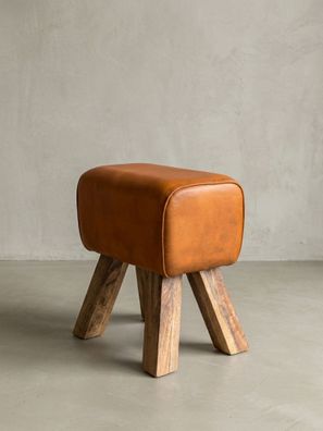 Sitzhocker - Echtleder, 40x30x47cm, Turnbock-Design