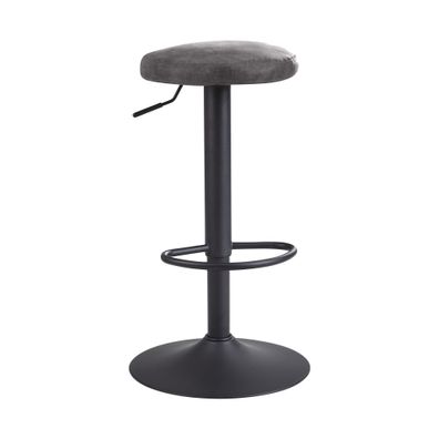 Barhocker höhenverstellbar 58-79cm Grau Wildlederoptik Stoff/Metall 100 kg
