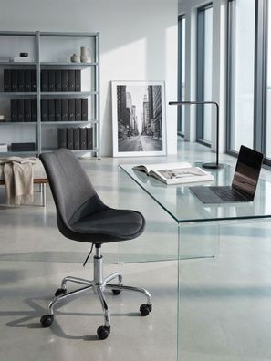 Schreibtischstuhl Schwarz Stoff drehbar mit Lehne und Rollen bis 110 kg