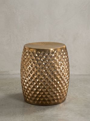 Beistelltisch - Rund Aluminium Gold Hammerschlag 32x42x32cm orientalisch
