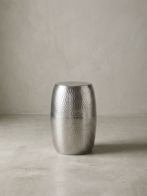 Beistelltisch - Rund Aluminium Silber Hammerschlag 30x49,5x30cm orientalisch schmal
