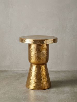Beistelltisch - Rund Aluminium Gold Hammerschlagoptik 43x59x43cm orientalisch