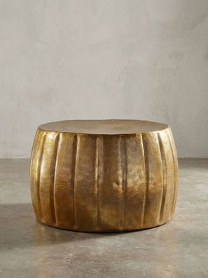 Couchtisch Rund Orientalisch in Goldfarbenem Aluminium, 60x36x60cm