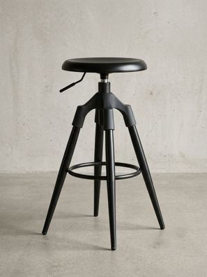 Barhocker höhenverstellbar 72-80cm Schwarz Metall ohne Lehne Industrial-Stil