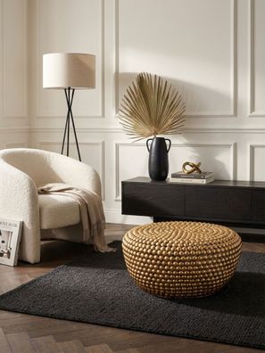 Couchtisch Rund in Goldfarbenem Aluminium, Orientalisches Design, 60x60x30cm