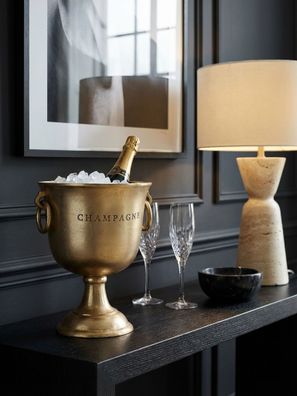 Champagnerkühler Aluminium, Gold, groß, für Wein, Sekt, Champagner, 28,5x37,5x28,5cm