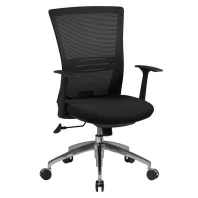 Bürostuhl Schwarz Stoff, drehbar, mit Armlehnen, Synchronmechanik, 120 kg