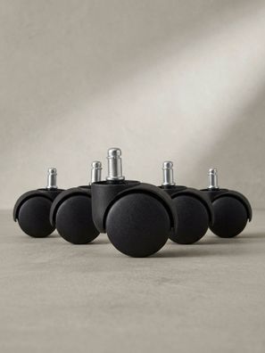 Bürostuhlrollen 5er-Set Polyurethan Schwarz Ø50mm 11mm-Stift für Teppichboden
