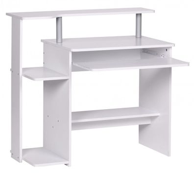 Schreibtisch - Weiß, 94x90,5x48,5cm, Tastaturauszug, kompakt, mit Druckerablage