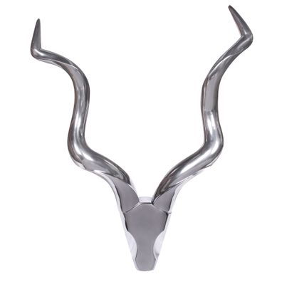 Wanddeko Hirschgeweih Aluminium silberfarben 80cm im Landhausstil