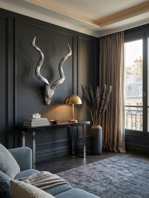 Wanddeko Hirschgeweih Aluminium silberfarben 80cm im Landhausstil