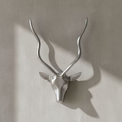 Wanddeko Hirschgeweih Aluminium silberfarben klein im Landhausstil