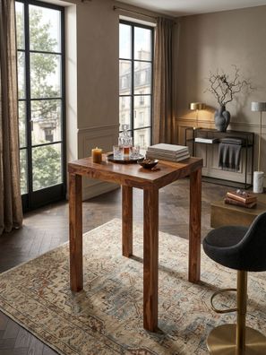 Bartisch - Massivholz, 80x80x110cm, dunkelbraun, Landhaus-Stil