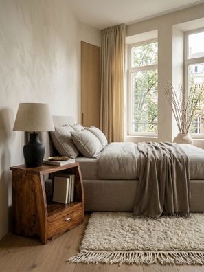 Nachttisch - Massivholz, 53 cm hoch, 1 Schublade & Ablage, Landhausstil