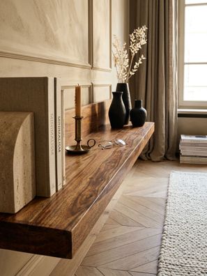 Wandregal Holz 140 cm Deko- und Bücherregal für Flur und Wohnzimmer