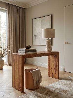 Konsolentisch - Massivholz, 115x40x75cm, schmal, mit Schubladen