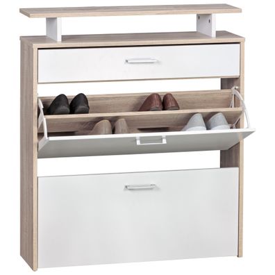 Schuhkipper - Sonoma Eiche, 80x95x24cm, schmal, modern, mit Schublade