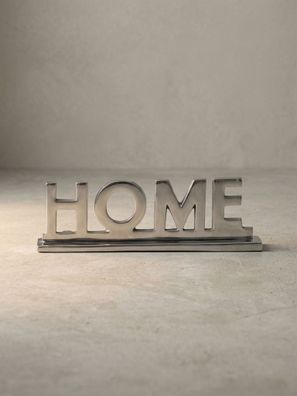Deko-Skulptur Aluminium Silber 22cm, moderner Schriftzug für Wohn- und Esszimmer