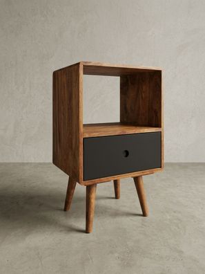 Nachttisch - Massivholz, 40x35x70cm, Schublade, Retro-Stil