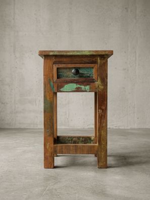 Beistelltisch - Massivholz, Shabby Chic, mit Schublade, 30x30x50cm