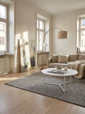 Couchtisch Weiß Matt MDF Holz Metallgestell Ø 80cm Modern Rund