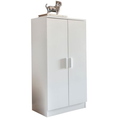 Schuhschrank - Weiß, 55x108x35cm, geschlossen, Flurschrank mit 2 Türen