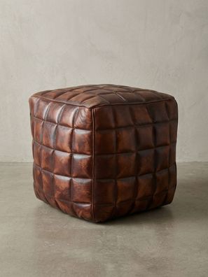 Sitzwürfel - Echtleder Braun, 39x41x39cm, orientalisches Design