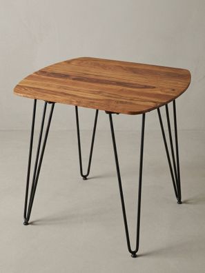 Esszimmertisch - Quadratisch Massivholz Braun 80x80x76cm Metallbeine