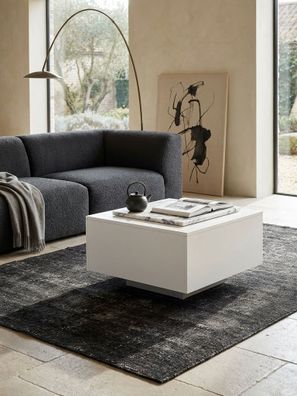 Couchtisch Quadratisch in Weiß, Modernes Design, 60x60x35.5cm, Material Spanplatte