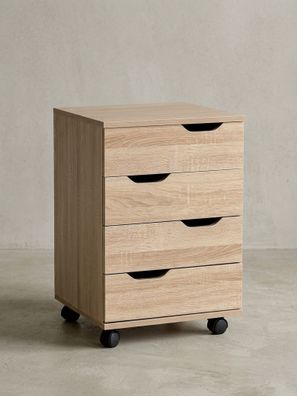 Rollcontainer - Sonoma, 40x60x40cm, 3 Schubladen, Rollen, für Büro