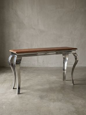 Konsolentisch - Massivholz/Metall, 130x76,5x42cm, schmal, modern