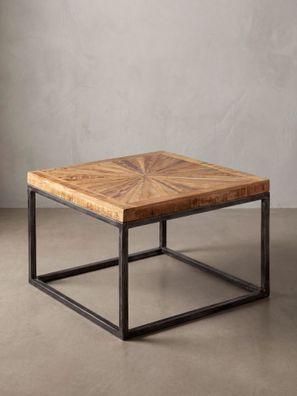 Couchtisch Mango Massivholz Metallgestell 55x40x55cm Industrial Design Modern