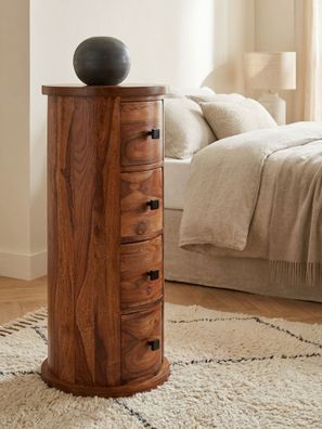 Sideboard - Massivholz, 35x85x35cm, 4 Schubladen, schmal