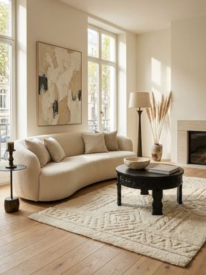 Couchtisch Schwarz Mango Massivholz Rund 60x36x60cm Orientalisch